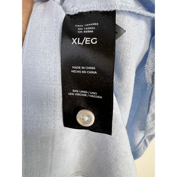 Linen Shirt Dress Button Front Sz XL Blue Well Worn NWT Lagenlook Minimalist - Picture 6 of 7